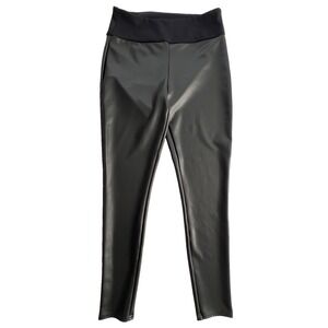 Assets by Spanx Faux Leather Leggings Womens 1X Black All Over Shaping 20258R